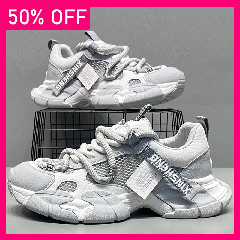 Men Sports Shoes Summer New Soft Sole Rebound Trend Mesh Breathable Versatile Street Running Anti Slip Tennis Shoes for Men