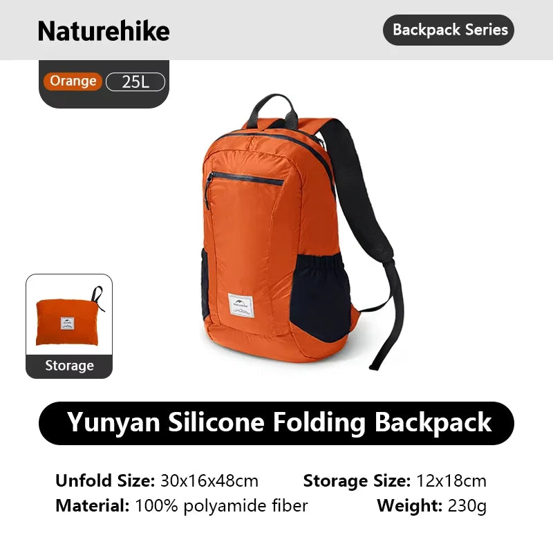 Naturehike 18L 22L 25L 30L Silicone Folding Backpack Lightweight Portable Waterproof Outdoor Camping Hiking Shoulder Skin Bag