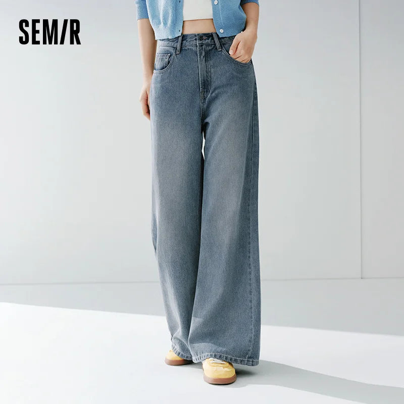 Semir Flared Denim Pants woman Spring Distressed Loose Slim Soft Comfortable Retro Slight Flare Casual Streetwear Trendy Women
