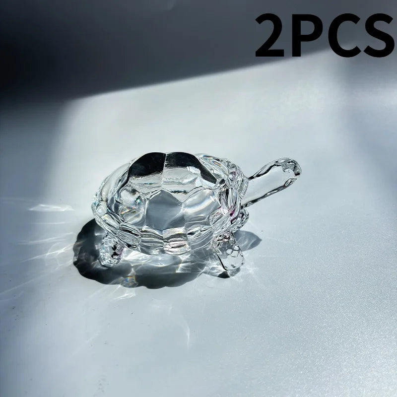 1/2PCS Mini Crystal Tortoise Statue - Chinese Lucky Charm Ideal for Home, Bedroom,Office Decor, Festive Holiday Decoration