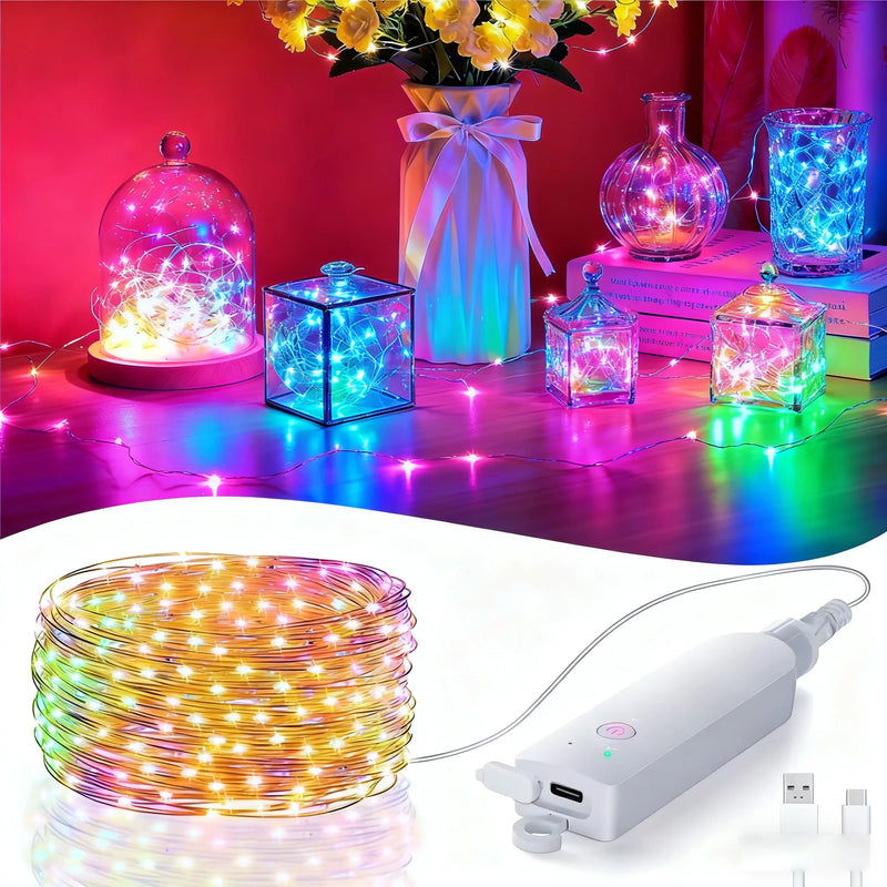 ចង្កៀងខ្សែ RGB ទំហំ 5M/20M អាចសាកបាន ភ្លើង LED ភ្លឹបភ្លែតៗ ភ្លើងពិធីជប់លៀង អាចលៃតម្រូវបាន សម្រាប់បន្ទប់គេង ពិធីជប់លៀងដើមឈើណូអែល