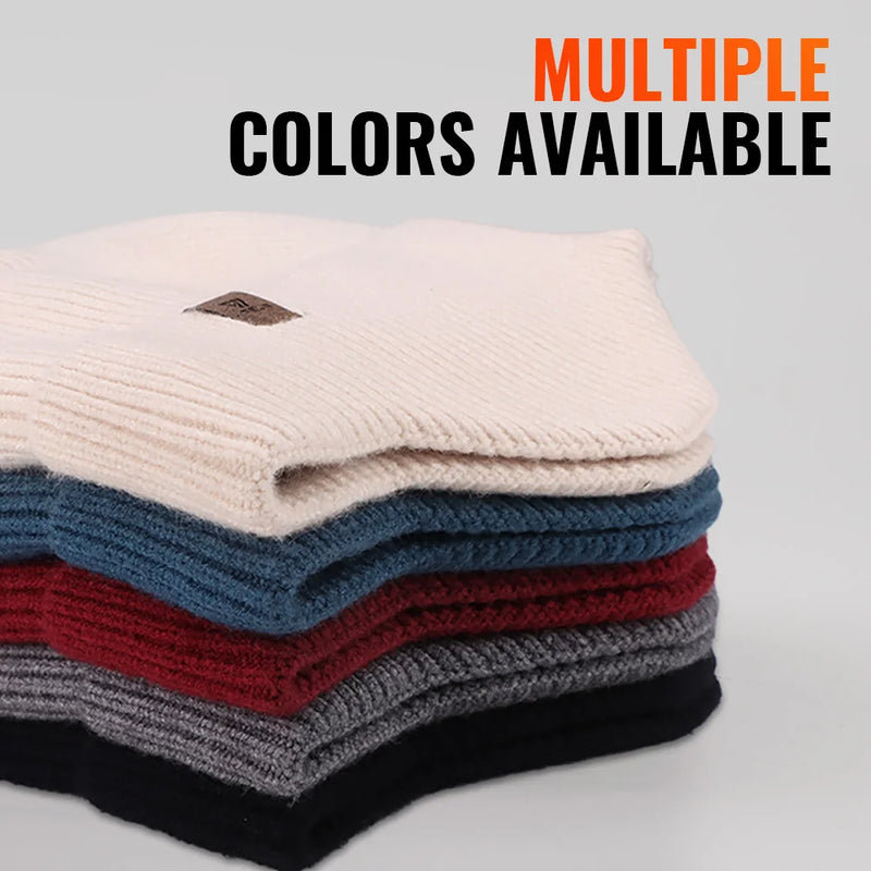 WRELS Winter Fleece-Lined Earflap Beanie Hat Thermal Windproof Knit Cap for Men Women Outdoor