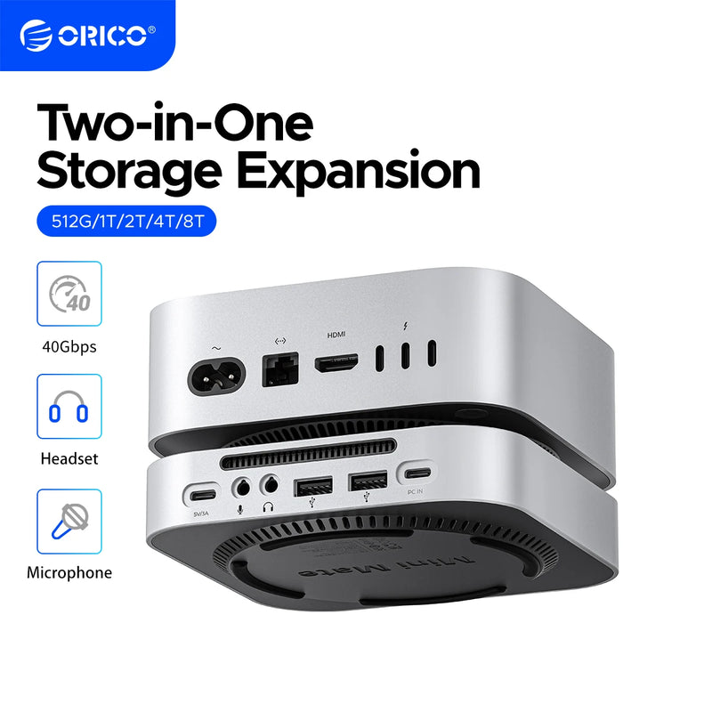 ORICO 40G MiniMate USB HUB Docking Station for Mac Mini M4 M4 Pro M.2 NVMe 512G 1T 2T Portable Mobile Hard Drive USB-A&C Port
