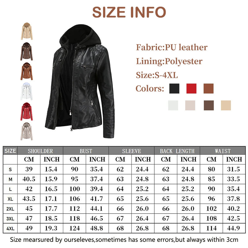 2026 New Women Autumn Faux Leather Jackets Coats, Women Black PU Motorcycle Leather Clothes for Women Jacket Coat XS-7XL