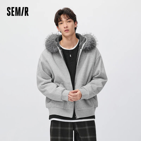 អាវក្រៅរដូវរងាបុរស Semir រចនាបថទំនើប កអាវទន់ មានមួក រលុង សម ទម្លាក់ស្មា ឆ្នាំ២០២៦ សម្លៀកបំពាក់រដូវរងាថ្មីប្រចាំថ្ងៃ រចនាបថធម្មតាក្នុងទីក្រុង