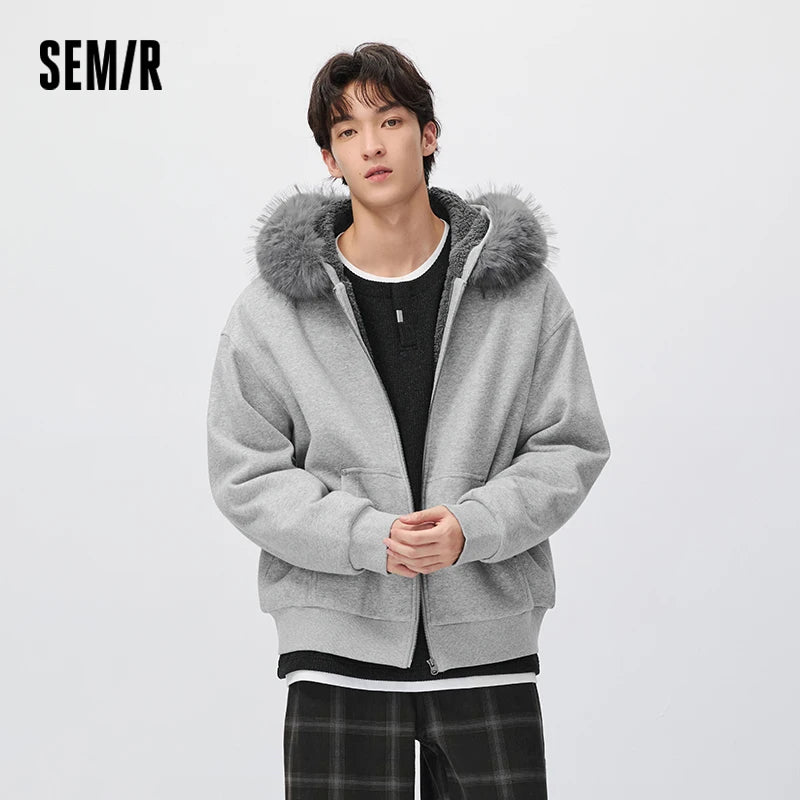 អាវក្រៅរដូវរងាបុរស Semir រចនាបថទំនើប កអាវទន់ មានមួក រលុង សម ទម្លាក់ស្មា ឆ្នាំ២០២៦ សម្លៀកបំពាក់រដូវរងាថ្មីប្រចាំថ្ងៃ រចនាបថធម្មតាក្នុងទីក្រុង