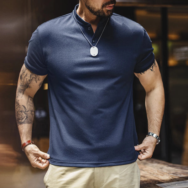 MADEN អាវយឺត Henley បែប Vintage Retro ស្ងួតរហ័ស មានខ្យល់ចេញចូលបានល្អ ស្លីមសម ដៃខ្លី ស្រួលពាក់ សម្រាប់បុរស រដូវក្ដៅ