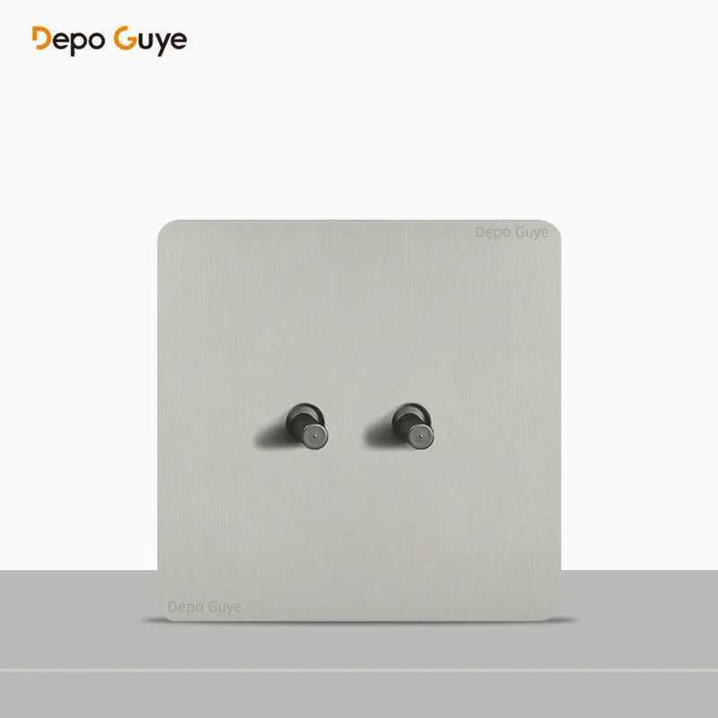 86 Type Retro Wall Momentary Reset Switch Brass Lever 1-4 Gang Bronzed Antique Switches Stainless Steel Panel For Home