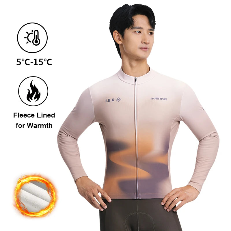 INBIKE Men's Cycling Jersey Fine Brushed Fleece Winter Thermal Bike Jacket for Road Bike Bicycle Riding MTB Cycling Clothing Man