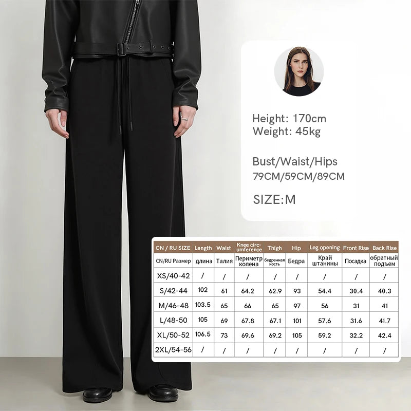 Amii Women's Wide Leg Pants 2026 Autumn New Drawstring Elastic Waist Casual Pants Air Layer Fabric Basic Loose Trousers 12623075
