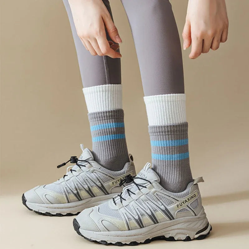 WRELS 1/2/3 Pairs Yoga Socks Non Slip Breathable Pilates Crew Socks Women Arch Support Moisture-Wicking Gym Athletic Grip Socks