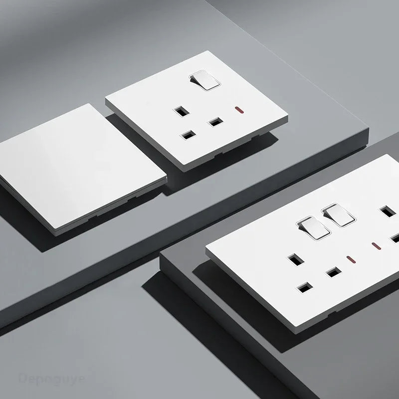 UK Standard Power Socket 13A Quick charge Plug 20W Smart Type-C Wall Outlet,220V Electrical Universal Wall Light 2way Switch