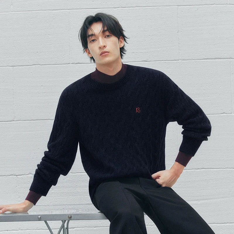 Semir Men Knit Sweater Vintage Style Cable Knit 2026 New Winter Daily Wear Urban Casual Style Cold Weather Layering