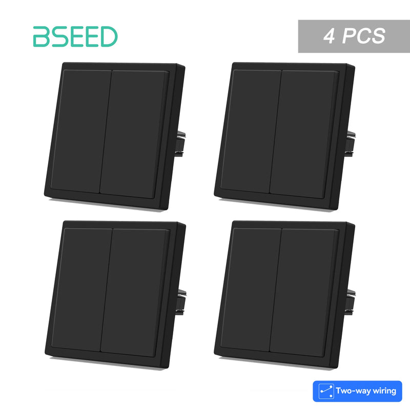 BSEED E Series 1/2/4/8 Packs 2Gang 2Way Button Light Switch Wall Light Switch On Off For Stairs Plastic Frame Bulk Set