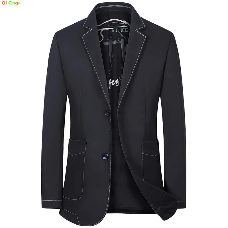 Men's Black Blazers, Two-button V-collar Coat, Left and Right External Patch Pocket Decoration, Fashion Gray Suit Jacket, M-4XL