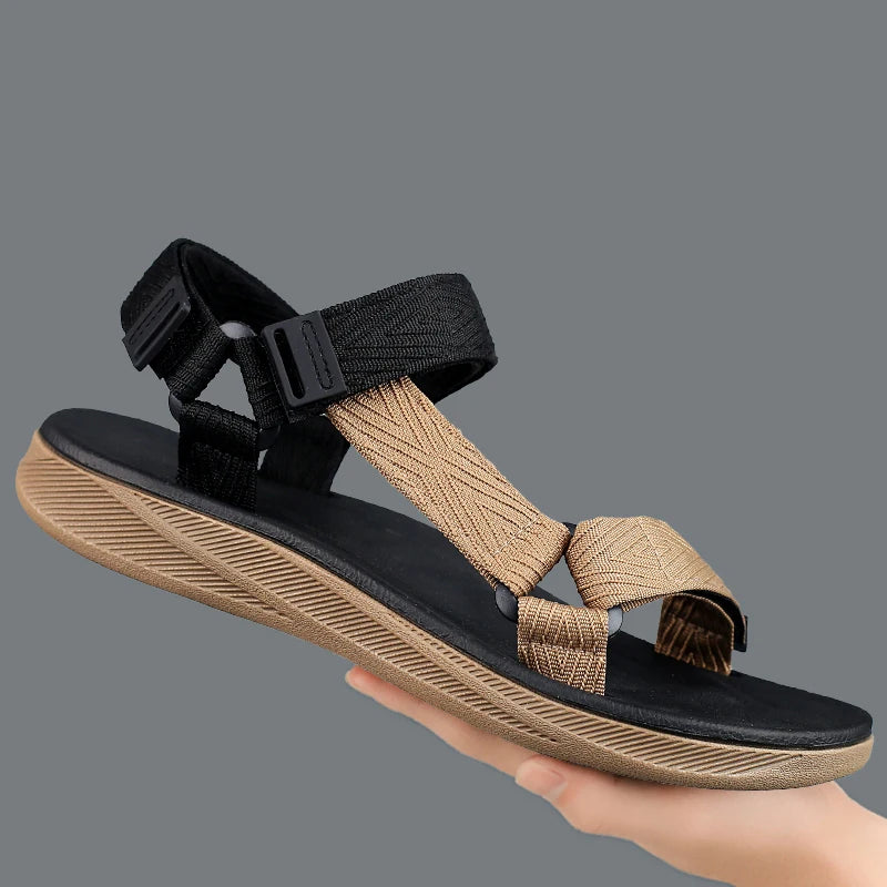 Thick Soles Platform Bottom Sandals Men Summer Adjustable Open Toes Sandals With Velcro Strap Teenager Sandal Soft Lightweight