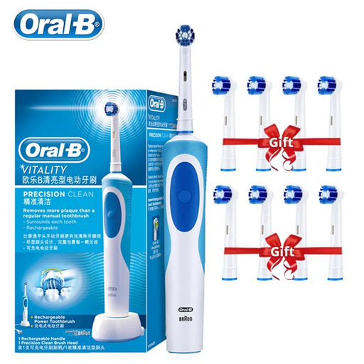 ច្រាសដុសធ្មេញអគ្គិសនី Oral B បង្វិលធ្មេញស្អាត សាកធ្មេញ 3D Whiten Teeth Brush Care Oral Care With Gift Heads Brush