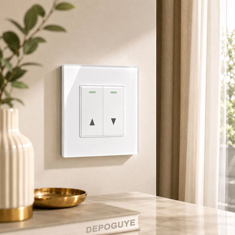 Electric curtain switch panel, type 86 up and down automatic reset shutter shutter switch AC110-250V