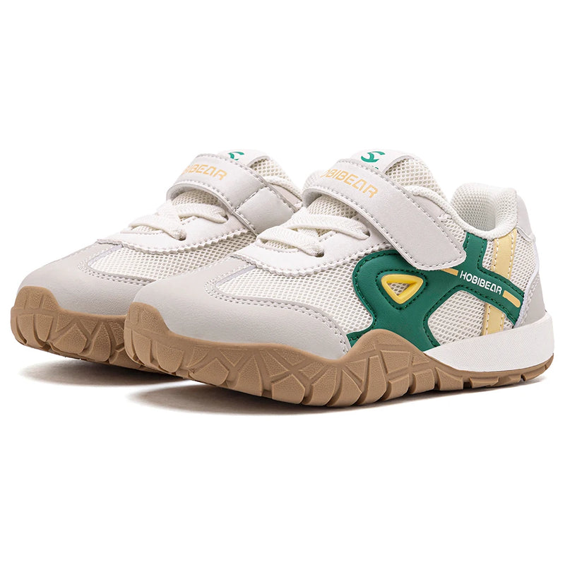 HOBIBEAR Toddler Kids Wide Toe Sneakers Hiking Trekking Outdoor Walking Shoes Hook-Loop Artificial Leather Mesh Running Sneaker