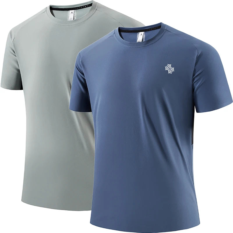 2pcs Quick Drying Men's Running T-shirt Fitness Sports T Shirt Gym Training Tees Breathable Jogging Casual Sportswear Unisex Top