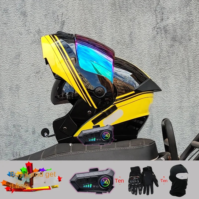 Motorcycle Bluetooth Helmet High Quality Flip Helmet Abs Full Face Motorcycle Helmet Racing Helmet Dot Approved