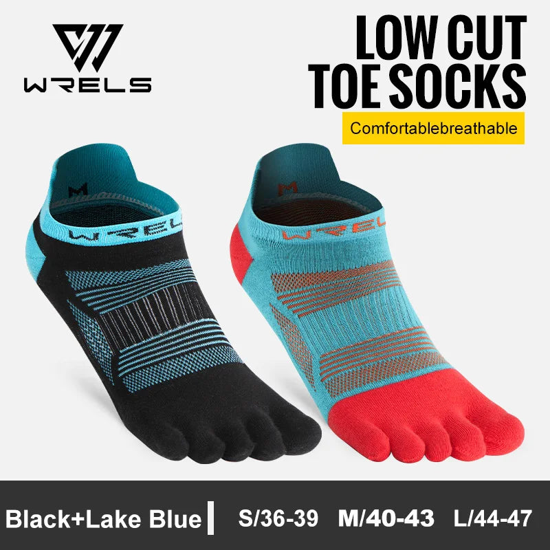 WRELS Toe Socks 5 Finger Athletic Running Low Cut Toe Socks for Men Women Moisture Wicking Quick-Dry Running Five Finger Socks