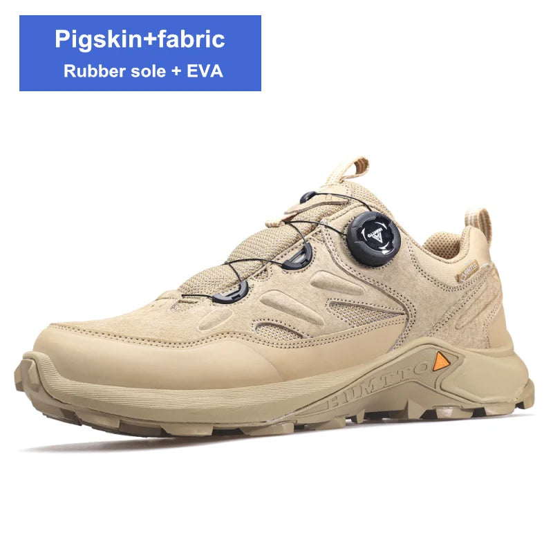 HUMTTO Leather Sneakers for Men Luxury Designer Hiking Boots Outdoor Climbing Trekking Mens Shoes Sports Safety Work Man Shoe
