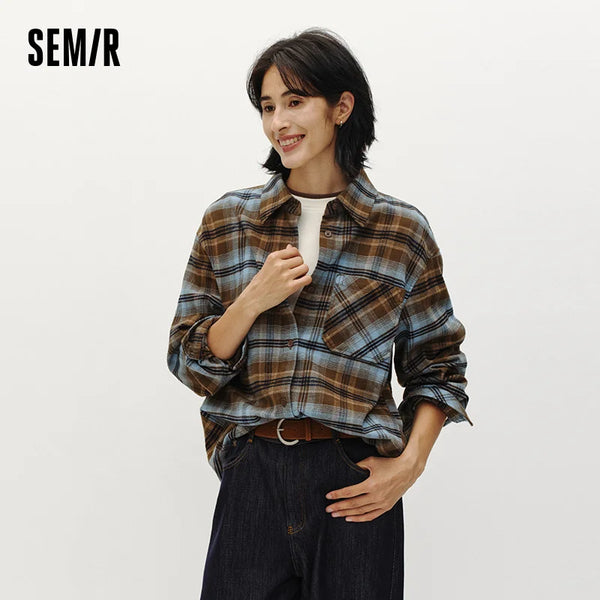 អាវរដូវរងាសម្រាប់នារី Semir ប្រវែងមធ្យម ក្រណាត់កប្បាសលាបពណ៌ រលុង រចនាបថបុរាណ ឆ្នាំ២០២៦ សម្លៀកបំពាក់រដូវរងាថ្មីប្រចាំថ្ងៃ