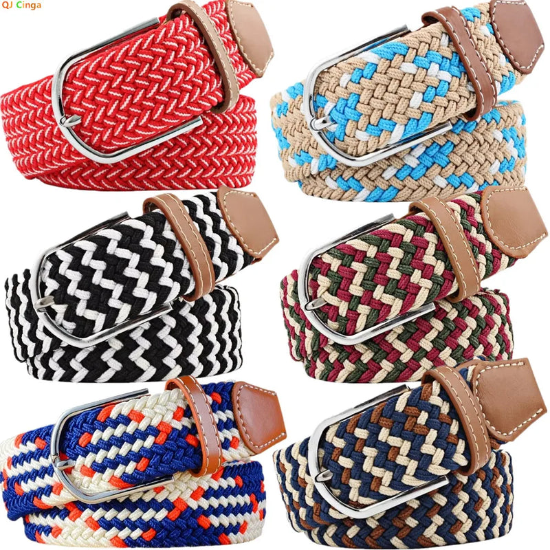 105cm Stretch Woven Belt, Unisex Canvas Belts Fashion Casual Student Belt Women Cinturon Male Waistband.