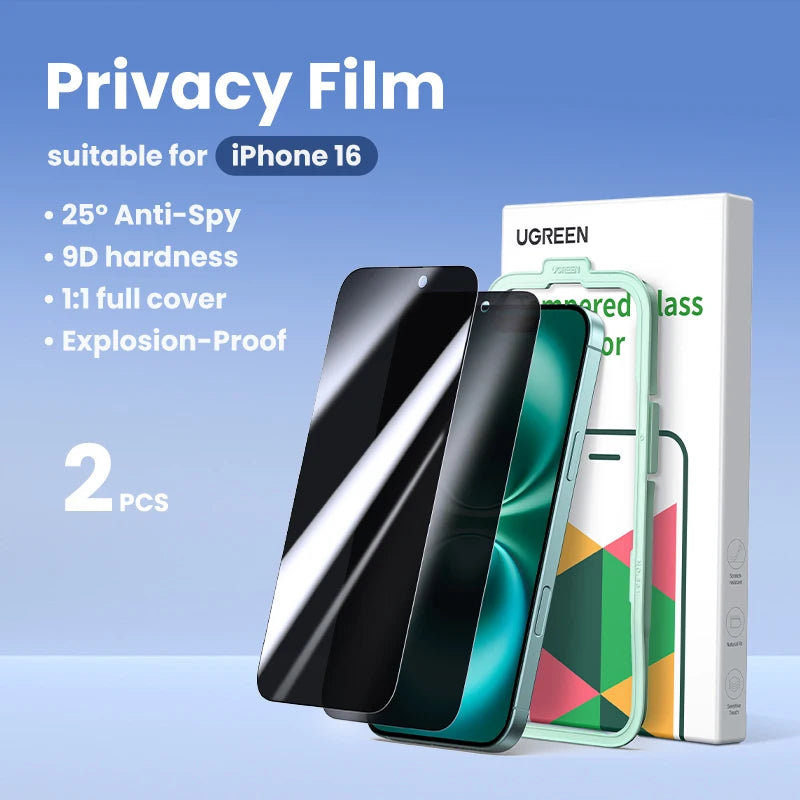 UGREEN 2PCS Privacy Screen Protector For iPhone 17 16 Pro Max Anti-Spy Tempered Glass For iPhone 17 Air Screen Protectors