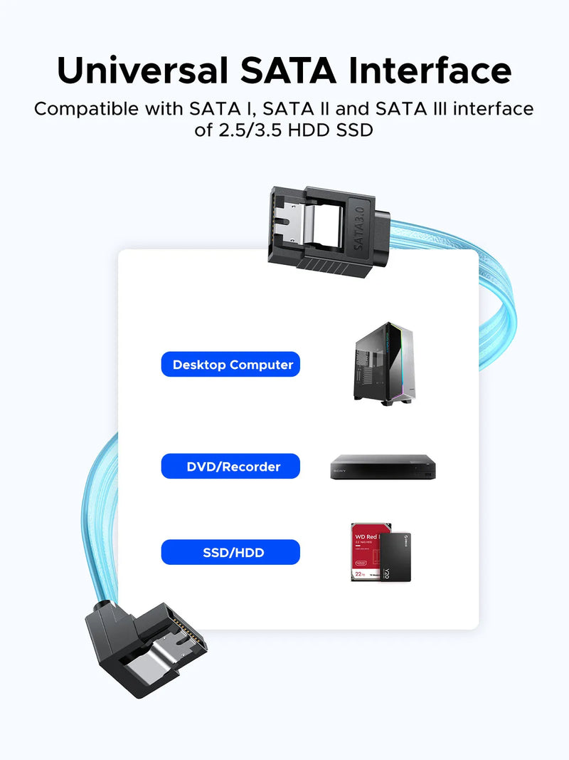 ORICO SATA 6Gbps HDD Data Cable with Locking Latch SATA HDD Splitter Cable 1/3/4/5/6 Ports for SATA HDD SSD CD Driver Server