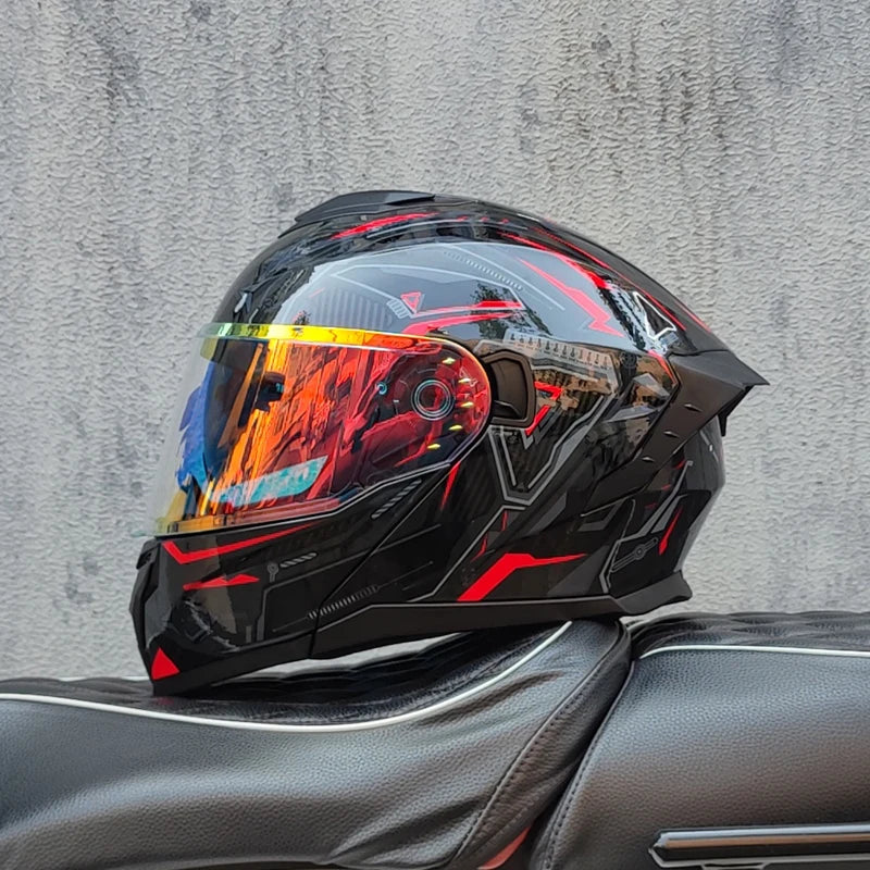 2025 high-quality motorcycle helmet dual lens modular flip helmet Casco para Motos road off-road travel full helmet capacity