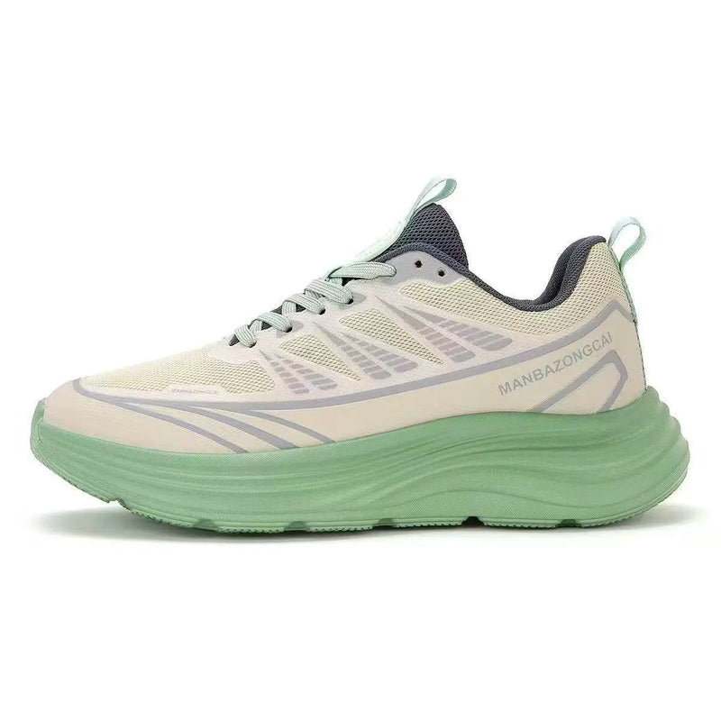 Unisex Sports Shoes Thick Soled Anti Slip Fashionable Lace Up Fitness Shoes Spring New Mesh Breathable Lightweight Running Shoes