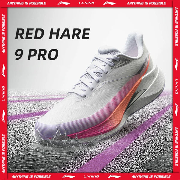 ស្បែកជើងរត់ប្រណាំង Li-Ning សម្រាប់នារី RED HARE 9 PRO LN DWR ធន់នឹងទឹក BOOM ទន់ ស្រាល មានទ្រនាប់ជើង ARPW024