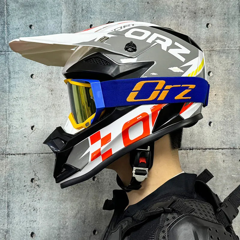 ORZ Helmets Motocross Kask Cross Downhill Soporte Casco Off Road Helmet Racing Classic Motorcycle Original Enduro Goggles