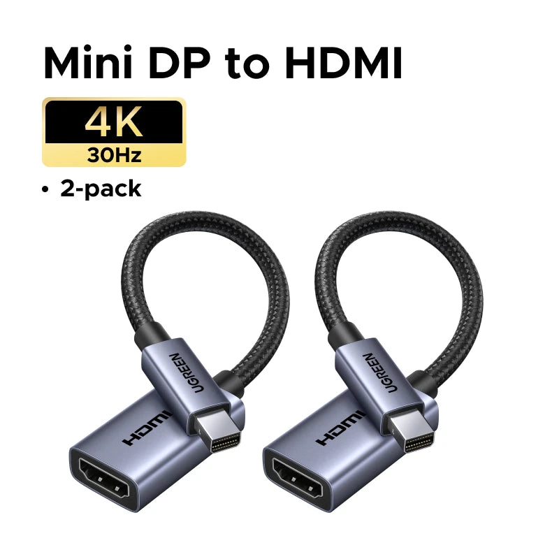 UGREEN 4K Mini DisplayPort to HDMI Adapter, Unidirectional Mini DP Thunderbolt to HDMI Converter 1440p 1080p HDCP 1.4 Alu