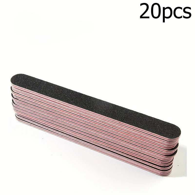 5/10/20pcs Professional Double-Sided Nail File Set,Black Matte Board Manicure and Sanding Tools 100/180 Grit,Washable Dual-Sided