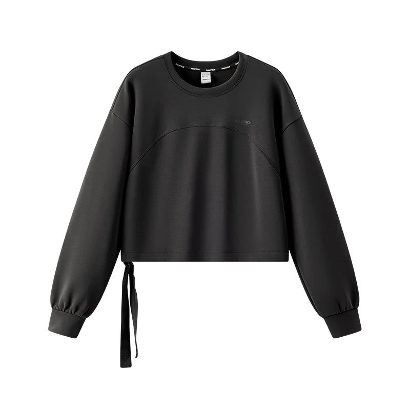Semir Trendy Hoodie Women Spring Short Crew Neck Loose Letter Drawstring Casual Ins Fashion Minimalist Stylish Top