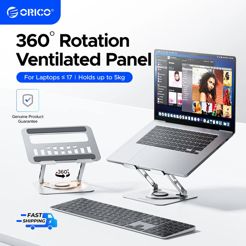 ORICO Foldable Laptop Stand Aluminum Alloy 360 Adjustable Notebook Stand Up to 17 inch Laptop Folding Desktop Support Holder