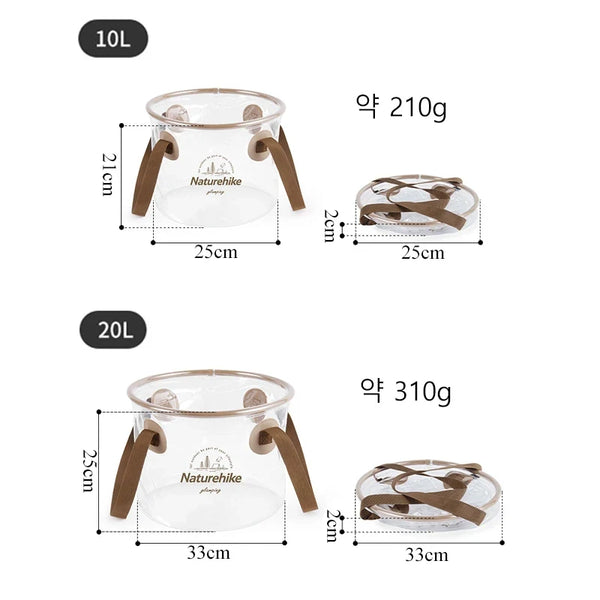 Naturehike  Waterproof   Foldable Basin Portable Travel Folding Bucket Large Capacity Outdoor  Round Bucket NH20SJ040