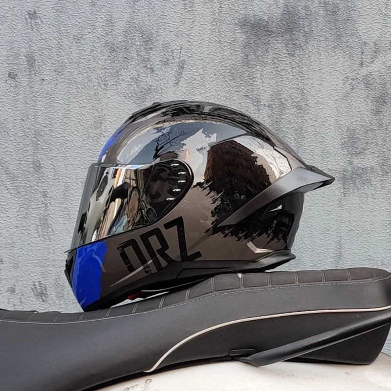 ORZ Large Rear Wing Full Face Helmet Dual Visor Aerodynamic Street Bike Helmet