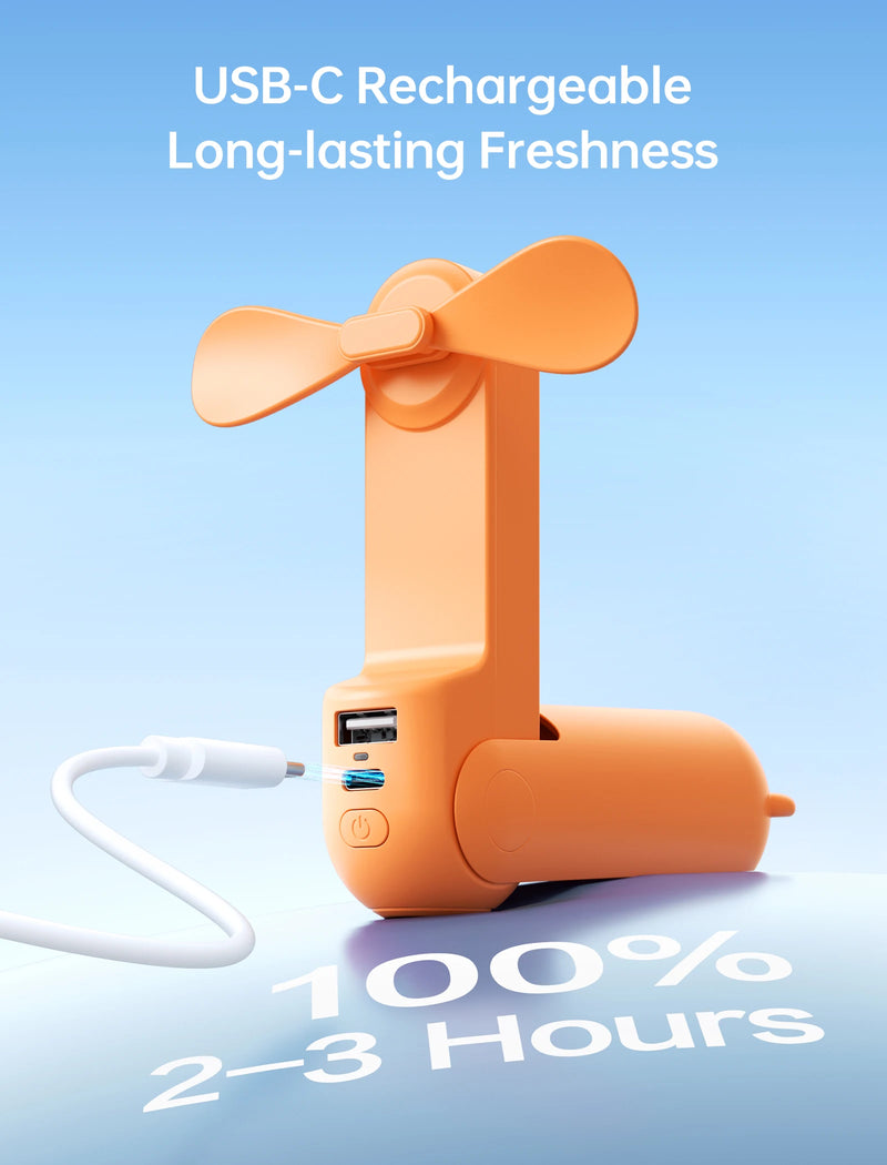 JISULIFE New Color Series F8 Portable Handheld Mini Fan 3 IN 1 USB Rechargeable with Power Bank, Flashlight, Pocket Design Fan