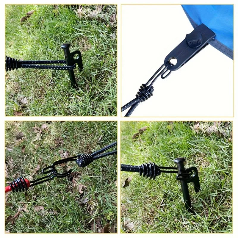5pcs Tent Elastic Rope Cord Hook, Separable,Elastic Rope Outdoor Camping Canopy Tarp Tent Fixing Cord String Hooks Additions