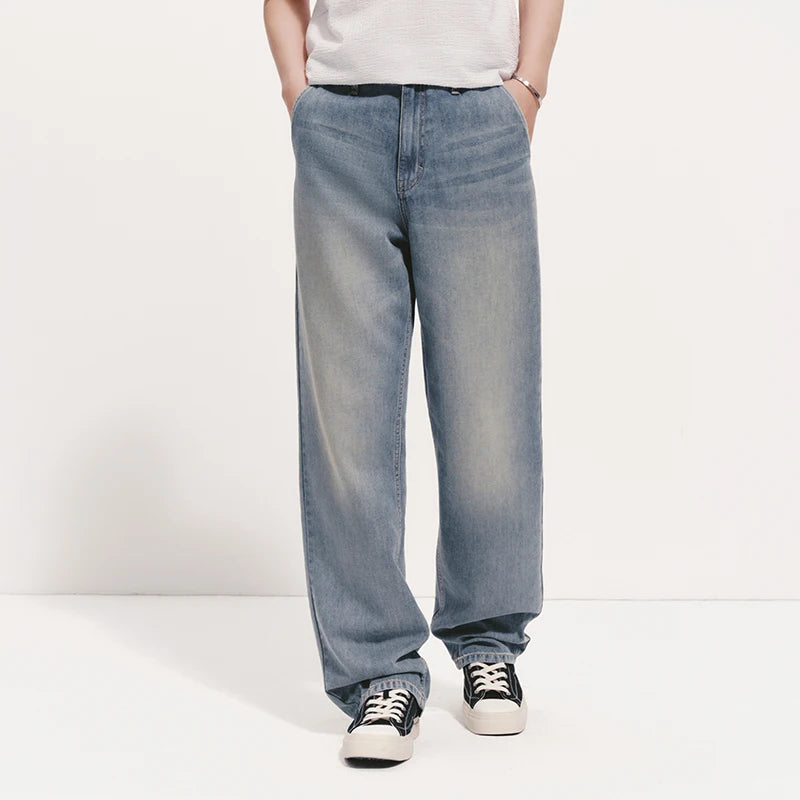 Semir Men Jeans Cooling 2026 Washed Straight Urban Casual Everyday Style Soft Comfortable Daily Wear Trendy Versatile Minimal