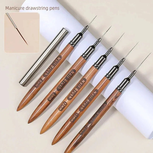 5pcs/pack Nail Brush Wood Handle Gel Nail Art Liner DIY Painting Brush Drawing Lines Stripe Painting Pen UV Gel Manicure Tool