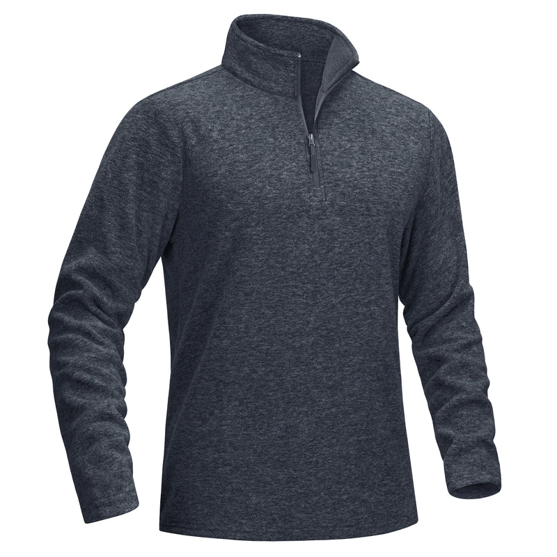TACVASEN Men's Quarter Zip Up Fleece Pullover Warm Windproof Sweaters High Stand Collar Polyester Sweatshirts Fit Hike And Golf