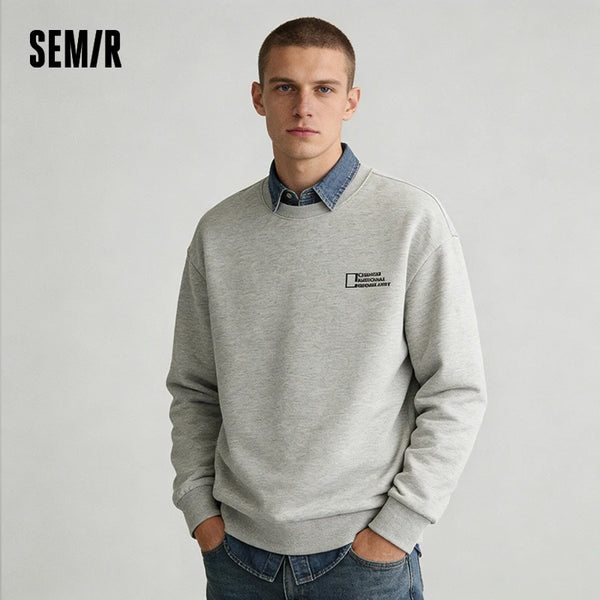 អាវយឺត Semir បោះពុម្ព វាយនភាពទន់សម្រាប់បុរស និទាឃរដូវ ម៉ូដធម្មតា ផាសុកភាព កអាវមូល និន្នាការ អាវ Hoodies ថ្មី 2026