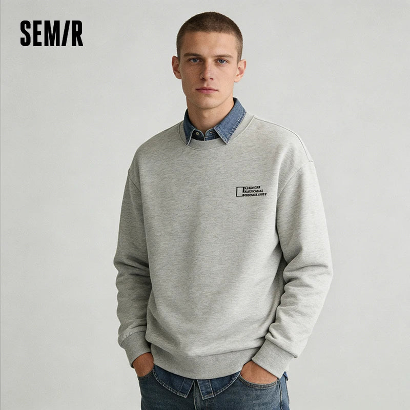 Semir Printed Sweatshirt Soft Texture Men Spring Casual Fashion Comfort Crewneck Trend Cozy New Hoodies 2026