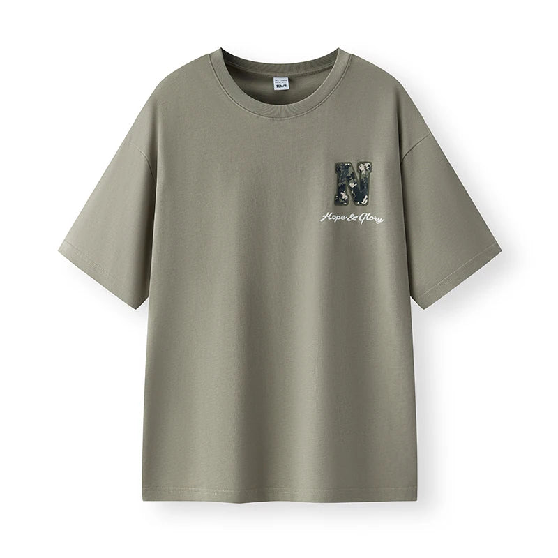 Semir Mens Tshirt 2026 Camouflage Letter Printed Knitted Outdoor Trendy Loose Crew Neck Casual