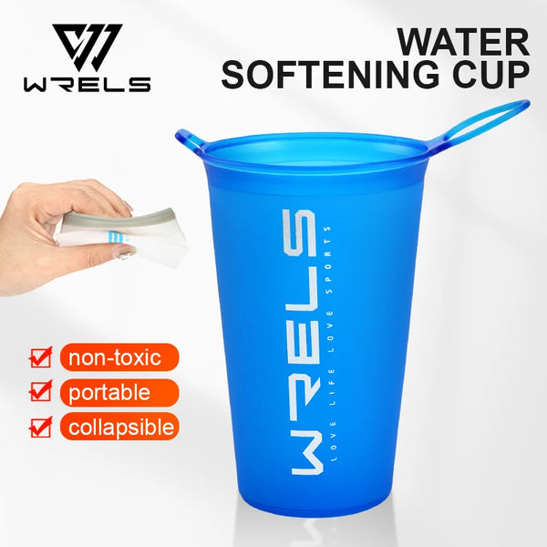 WRELS 200ml Sports Water Bottle Folding Portable Drinking Mugs BPA Free Soft Water Cup Non Toxic TPU Ultralight Marathon Cycling